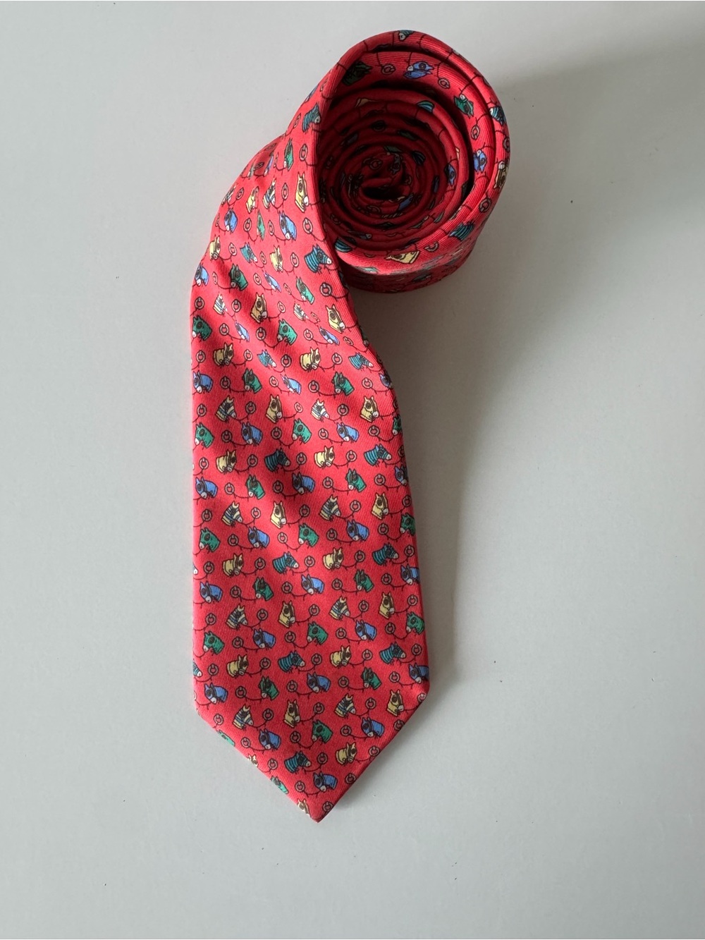 Hermes Red Horse Patterned Tie